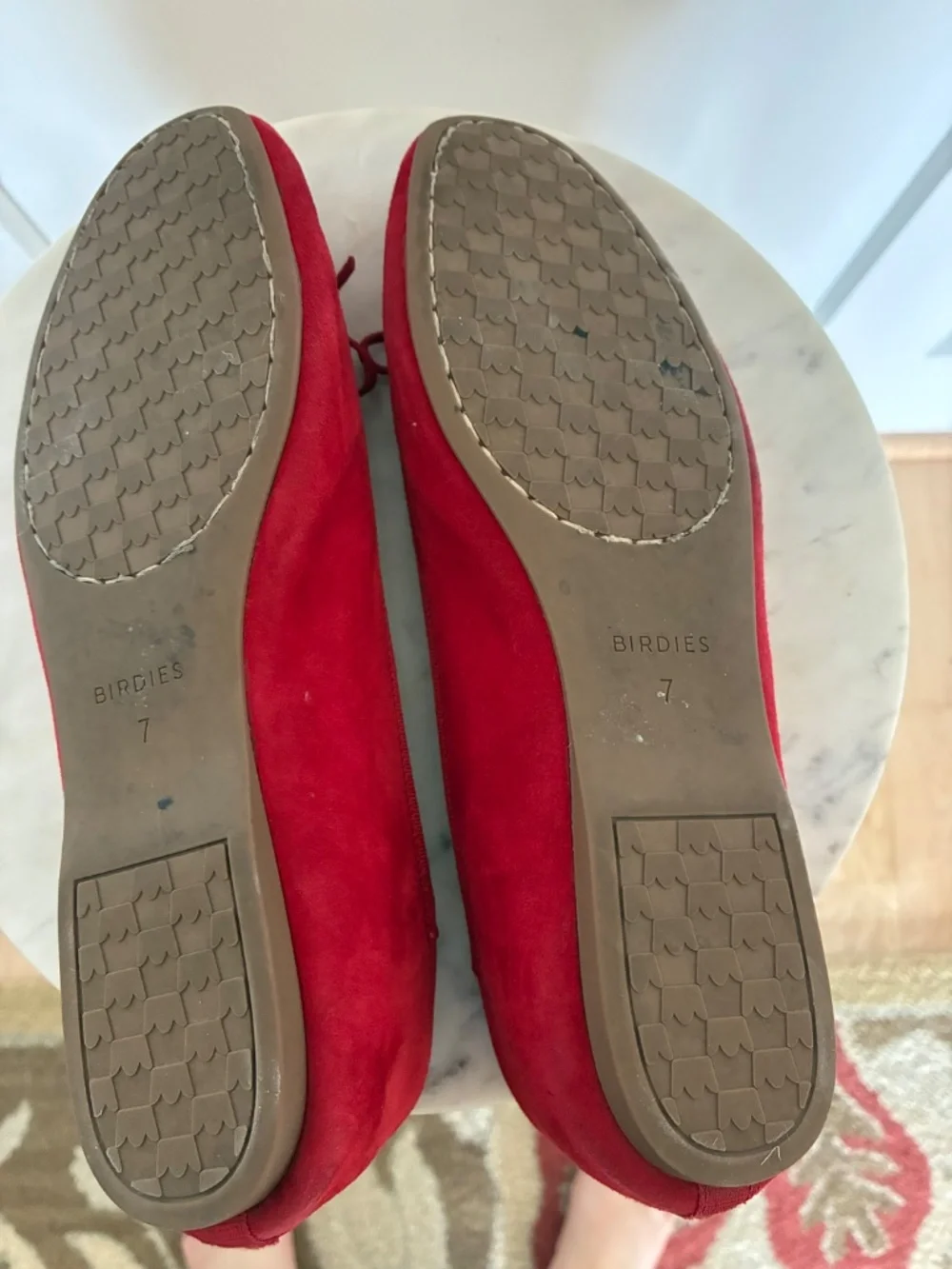 Birdies Hummingbird red suede ballet flats